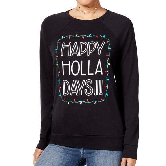 Rebellious One Womens Raglan Sweatshirt, Black, Juniors, X-Small