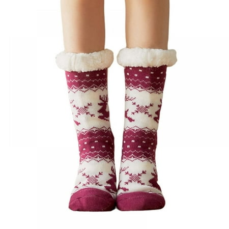 

Adult Padded Sleep Socks Carpet Socks Christmas Socks Fleece Lining Socks Slippers Socks Fluffy Warm Thick Socks Women S Mid-Thigh Floor Socks Autumn And Winter