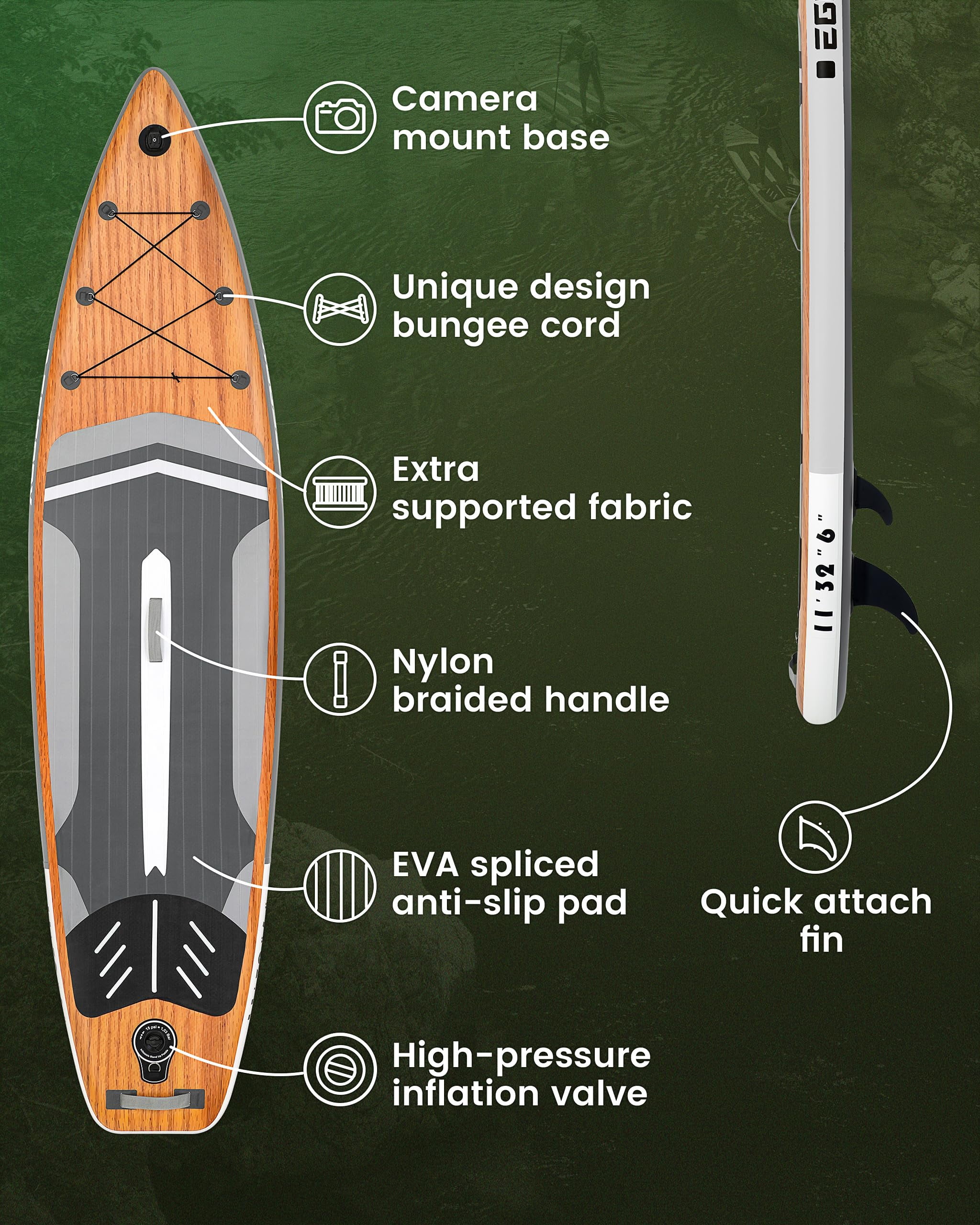 EGGORY Inflatable Stand Up Paddle Boards 11'x32"x6"with Premium SUP Paddle Board Accessories, Wide Stable Design, Anti-Slip Comfort Deck for Water sports for Youth & Adults