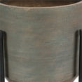 thumbnail image 2 of LuxenHome 2-Piece Weathered Copper MgO Round Planters with Metal Stand, 2 of 10