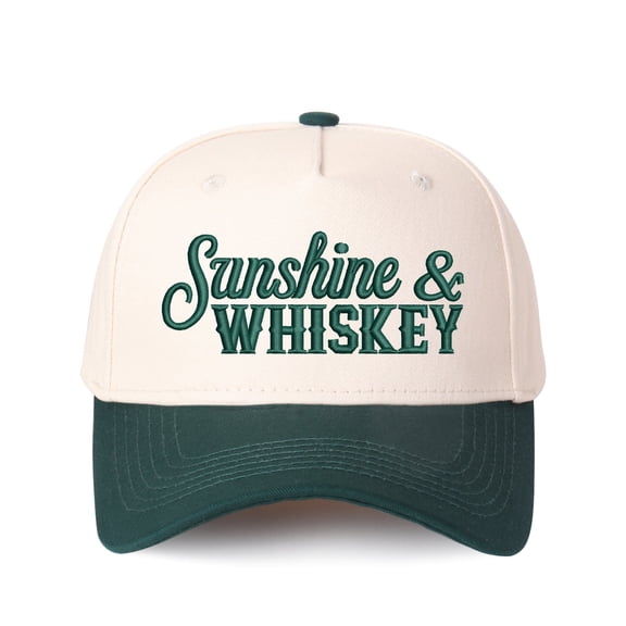 Sunshine&WHISKEY Letter Embroidered Color Block Trucker Hat Unisex Adjustable Cotton Breathable Fashion Cap for Travel Daily Wear