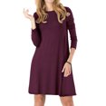 thumbnail image 1 of Women Pure Color Round Neck Long Sleeve A-line Mini Dress, 1 of 5