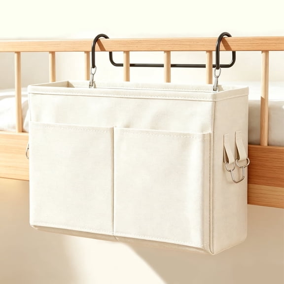 Bedside Storage Caddy – Wall-Mounted Organizer Rack for Bedroom, White, Multi-Purpose Holder for Essentials, Home Use
