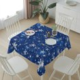 thumbnail image 6 of Blue Snowflake Christmas Table Cloth Waterproof Tablecloths, Winter Xmas Snowflake Tablecloth Dining Table Cover for Kitchen Party Tabletop Outdoor, Square Tablecloth 60x60 Inch, 6 of 9