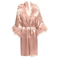 thumbnail image 5 of Women’s Robe Silk Night Gown Feather Trim Light Weight Comfy Robes for Women Valentine's Day House Robe, 5 of 5