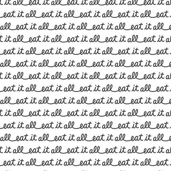 Eat it All, black white script cotton, Boardwalk Delight ice cream, Sold by the Quarter Yard