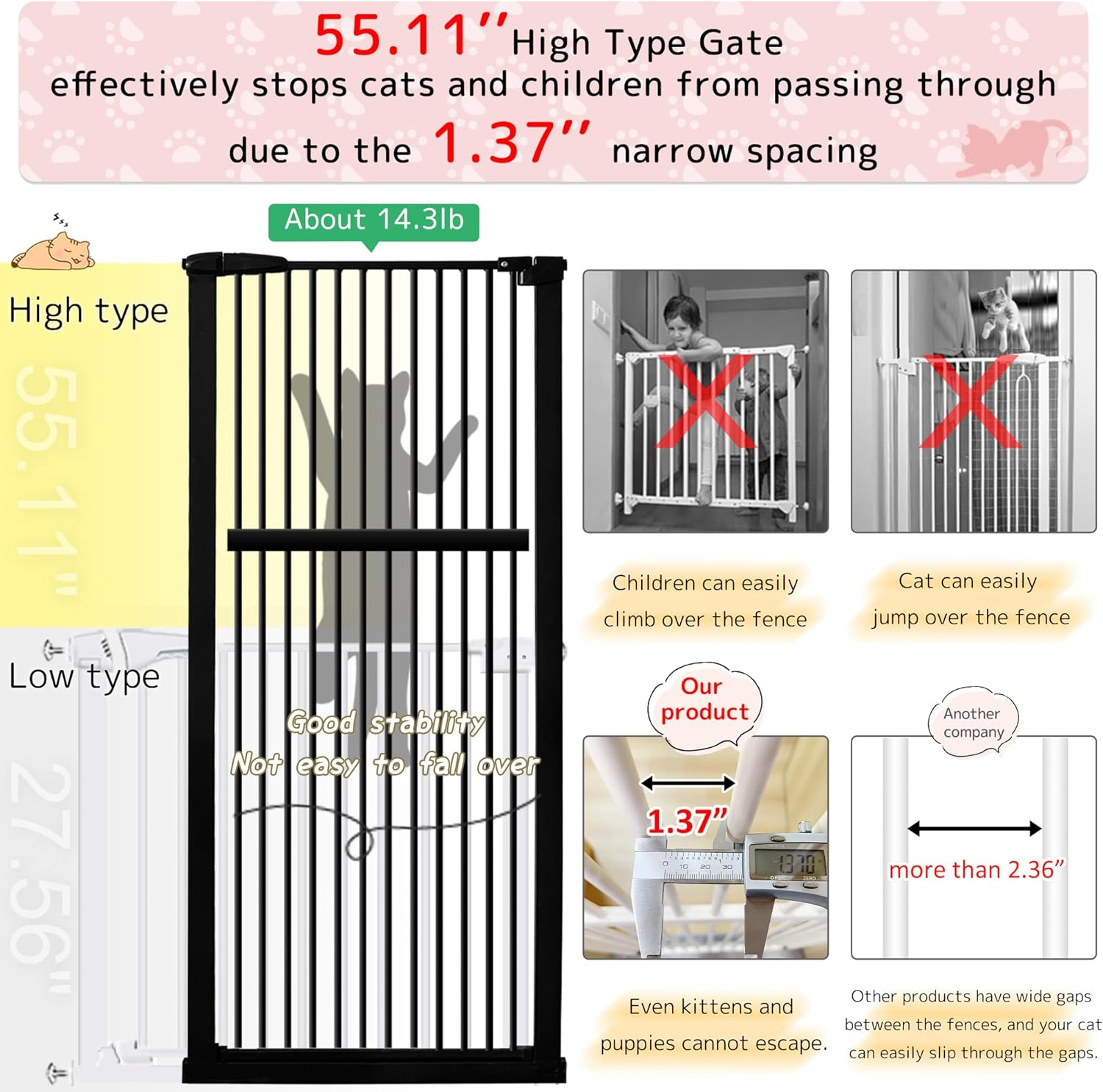 Lumizone Extra Tall Pet Gate, Black photo 4