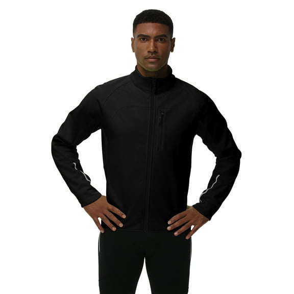 Winter Men Cycling Jacket Windproof Soft Shell Warm Fleece Lining Multiple Pockets Winter Jacket With Reflective Detailing