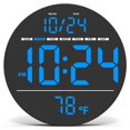 thumbnail image 1 of Reloj de pared digital con pantalla LED grande, brillo automático, temperatura, baja reflectividad, pequeño, silencioso, sin tictac, moderno reloj de pared eléctrico para dormitorio, sala de estar, of, 1 of 9