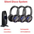 thumbnail image 2 of Auriculares de discoteca silenciosos con sonido de alta definición, sistema de competición, luz LED intermitente, auriculares recargables con transmisor de distancia de 200 m, 2 of 5