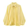 thumbnail image 1 of Chaqueta Xunger Puffed Bomber para mujer de gran tamaño, color amarillo, 1 of 4