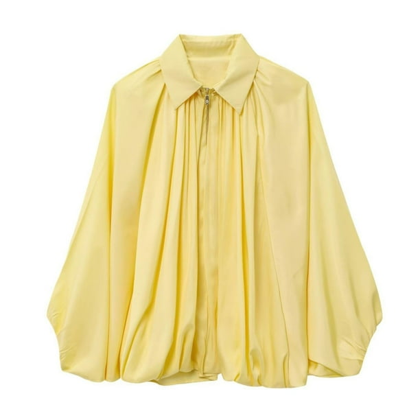 Chaqueta Xunger Puffed Bomber para mujer, color amarillo, talla M