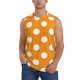 thumbnail image 1 of Fotbe Orange And White Polka Dot Men's Camiseta sin Mangas Estampada para Hombres, Playera Casual para Gimnasio, Entrenamiento, Playa-Large, 1 of 7