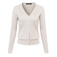 thumbnail image 1 of FashionOutfit Women's Basic Solid V-Neck Button Closure Long Sleeves Sweater Cardigan, 1 of 6