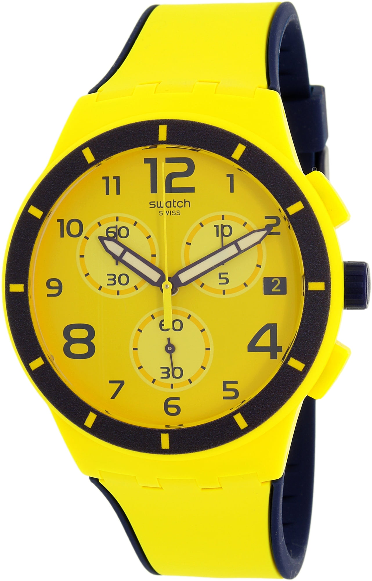 Swatch Men's Chrono Plastic SUSJ401 Yellow Silicone Quartz Dress Watch