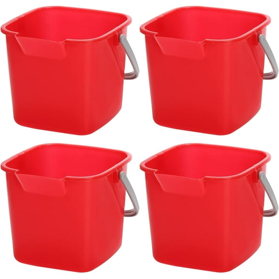 4 Pack Sanitizing Buckets, 3 Quart Small Cleaning Pail, Square Detergent Bucket with Spout and Handle for Home, Offices, School, Commercial Use