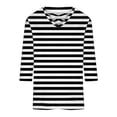 thumbnail image 4 of YABCSAZ Womens Tops 3/4 Sleeves V Neck Striped Print T Shirts Casual Loose Fit Pullover Tunic Tops Fall Trendy Casual Tee Shirts Womens Summer Tops, 4 of 5