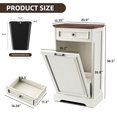 thumbnail image 2 of Spurgehom 13 Gallons Tilt Out Trash Can Cabinet Hidden Kitchen Waste Bins Free Standing Recycling Trash Cabinets with Drawer Pet Proof Trash Can for Kitchen and Living Room, Antique White and Brown, 2 of 14