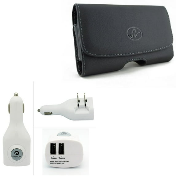 Leather Case Belt Clip w 2-Port USB Car Home Charger for Google Pixel 6 - Swivel Holster Loops, 2-in-1 Power Adapter G8A Compatible With Google Pixel 6