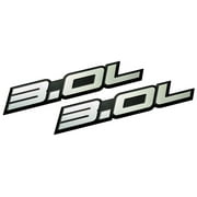 2 x (Pair / Set) 3.0L Liter Embossed SILVER on Black Highly Polished Real Aluminum Auto Emblem Badge Nameplate for Cadillac Chevrolet Equinox Dodge Stealth Ford Ranger GMC Jeep Subaru Toyota Camry