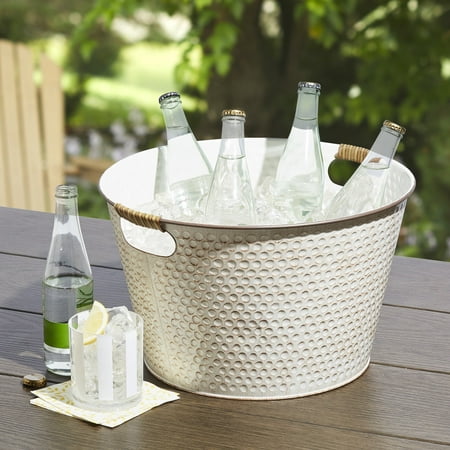 Better Homes & Gardens Farmhouse-Style White Galvanized Round Tub