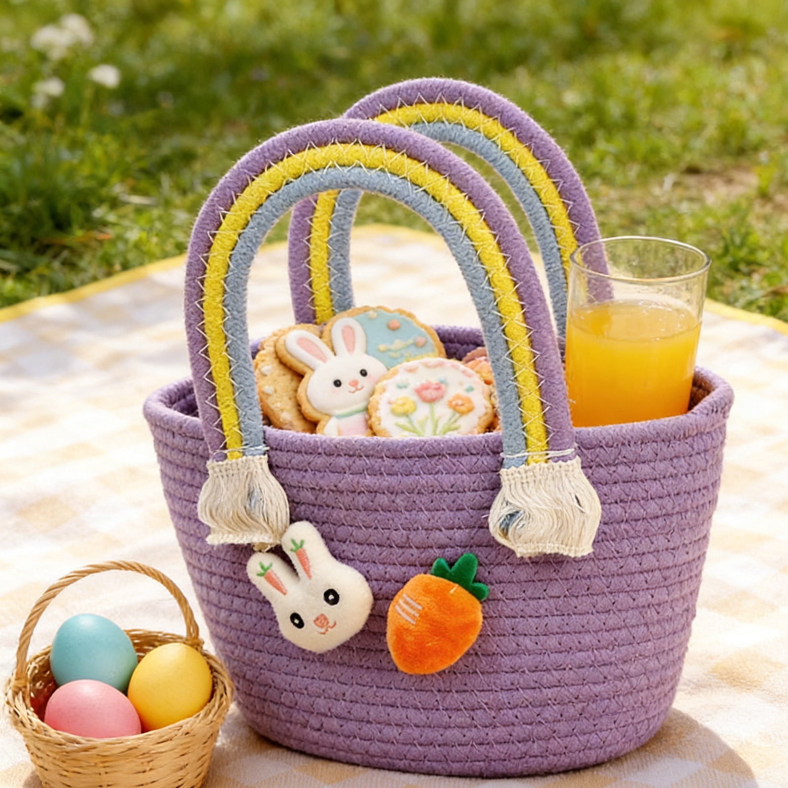 Lunxisen 4 Pcs Easter Bunny Party Decoration Storage Basket Candy Holder for Home Celebration Gift
