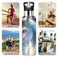 thumbnail image 5 of Dreamy Unicorns Wears Christmas Hats Sports Bottle with Straw Stainless Steel Water Jug Portable Thermal Cup Leak-proof 600ML, 5 of 9