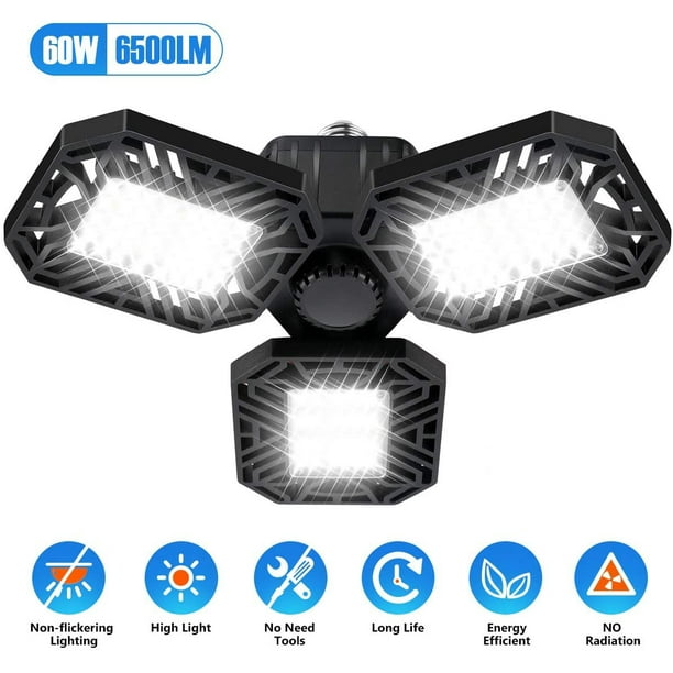 60W 6000 Lumens Three Leaf Garage Light Super Bright Led Garage Lights