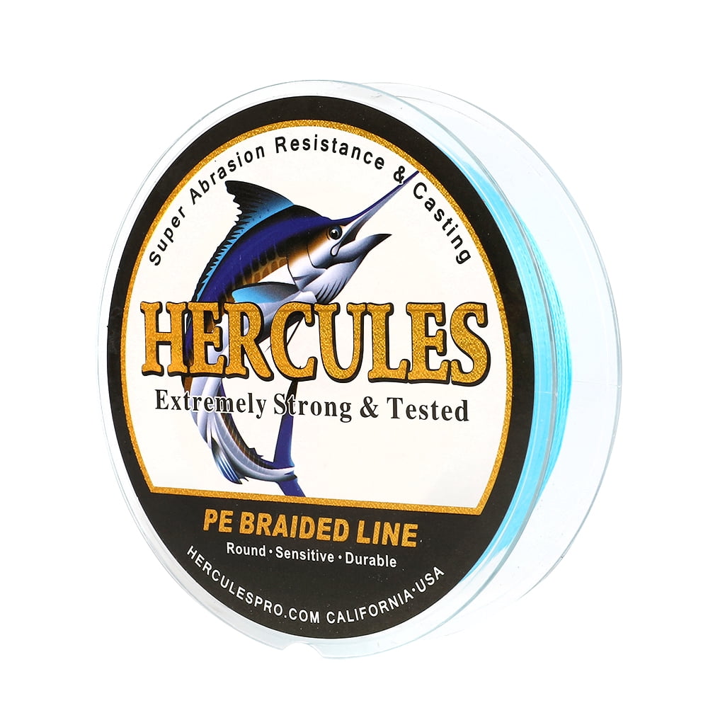 HERCULES Super Strong 1000M 1094 Yards Braided Fishing Line 8 LB Test for Saltwater Freshwater PE Braid Fish Lines 4 Strands - Blue, 8LB (3.6KG), 0.10MM