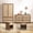 Reclaimed Caramel Oak, variant on SICOTAS 4-Piece Bedroom Furniture Set, 56.85" Wide Dresser with 6 Drawers, 1 Drawer Nightstand Set of 2, Armoire with Soft-Close Hinges Rattan Farmhouse Bedroom Suite for Ample Storage