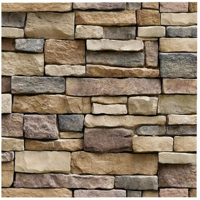 3D Wall Panels SelfAdhesive Stone Look Wallpaper, Waterproof Brick Wall Decals PVC Compact DIY