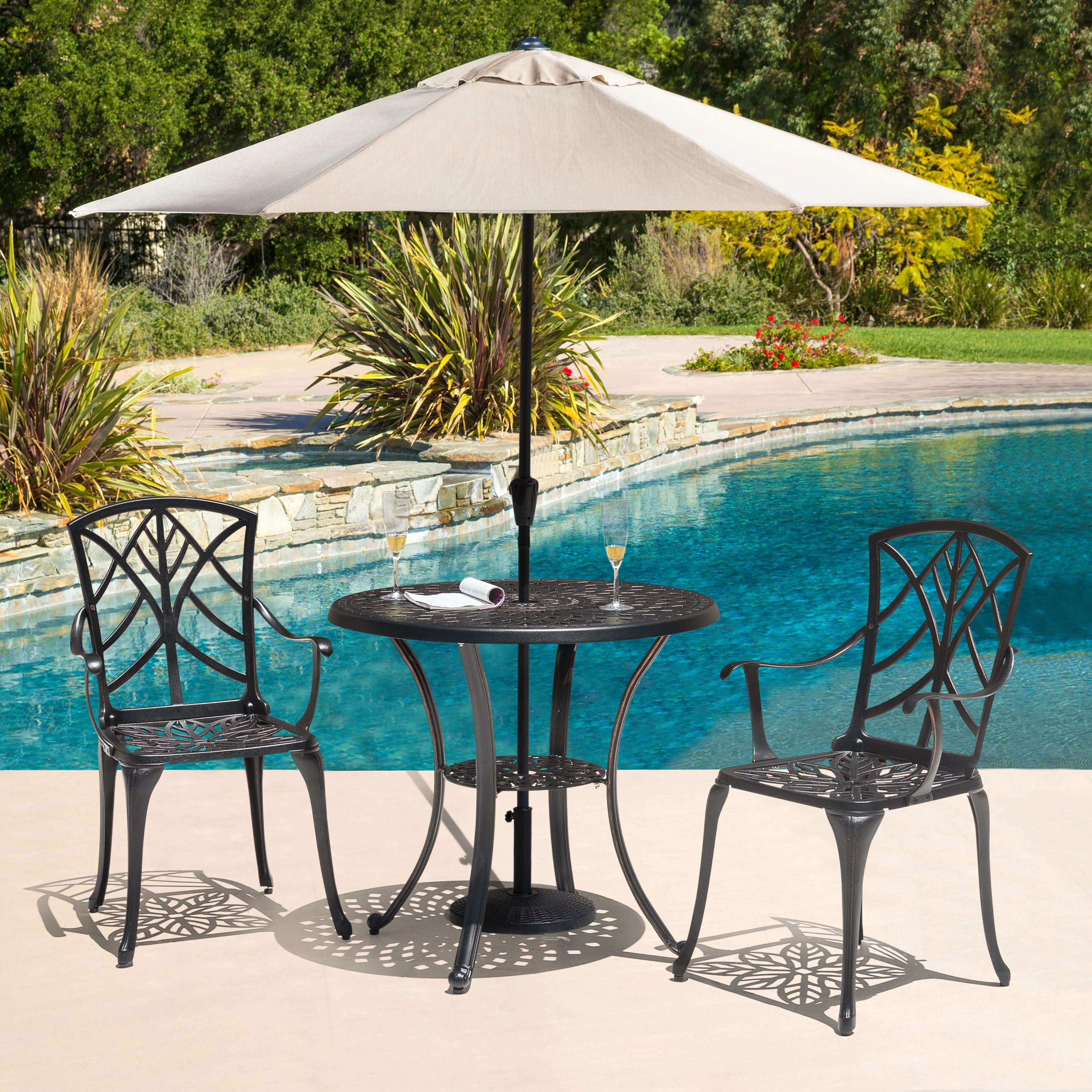 Nuu Garden Outdoor 22 lb, 18'' Round Patio Umbrella Base, Weighted Umbrella Stand with Hand-turn Knob, Weather-resistant Resin and Concrete, for Patio Umbrellas with Φ1.5''-1.9'' Poles, Black