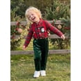 thumbnail image 6 of Loicainy Baby Toddler Boy Christmas Outfit 6 12 18 24 Months 2T 3T 4T Long Sleeve Shirt and Velvet Suspender Pants Clothes Set, 6 of 9