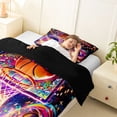 thumbnail image 4 of Castle Fairy Orange Basketball Print Twin Comforter Sets 2pcs, Sport Theme Graffiti Splash Bedding Set,Black Reversible,1 Comforter and 1 Pillowcase, 4 of 6