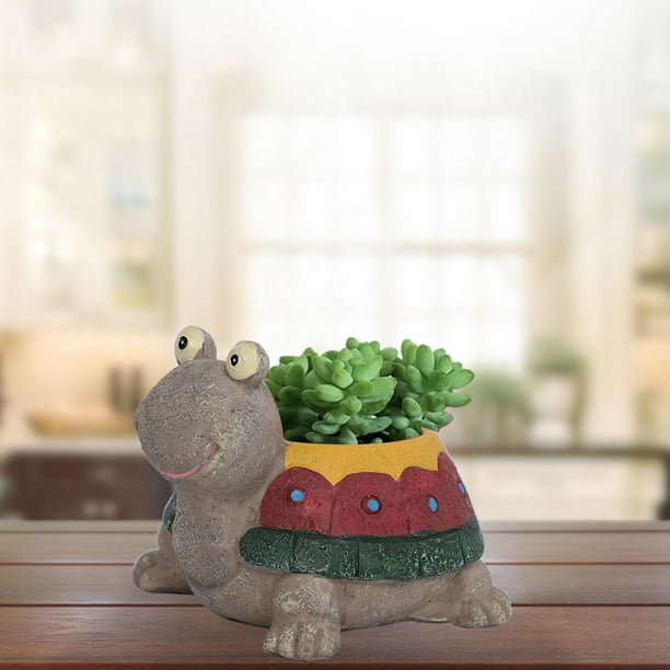 Pot de Fleur Pot de Plante avec Plateau Jardinière Décor Intérieur Bureau  Jardin en résine forme tortue colorée 