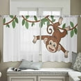 thumbnail image 4 of Brown Cute Monkey Semi Sheer Curtains 45 Inch Length 2 Panels Set, Playing Funny Animal on Branch Sheer Kitchen Curtain Privacy Voile Window Curtain for Living Room Bedroom Rod Pocket Drapes, 4 of 7