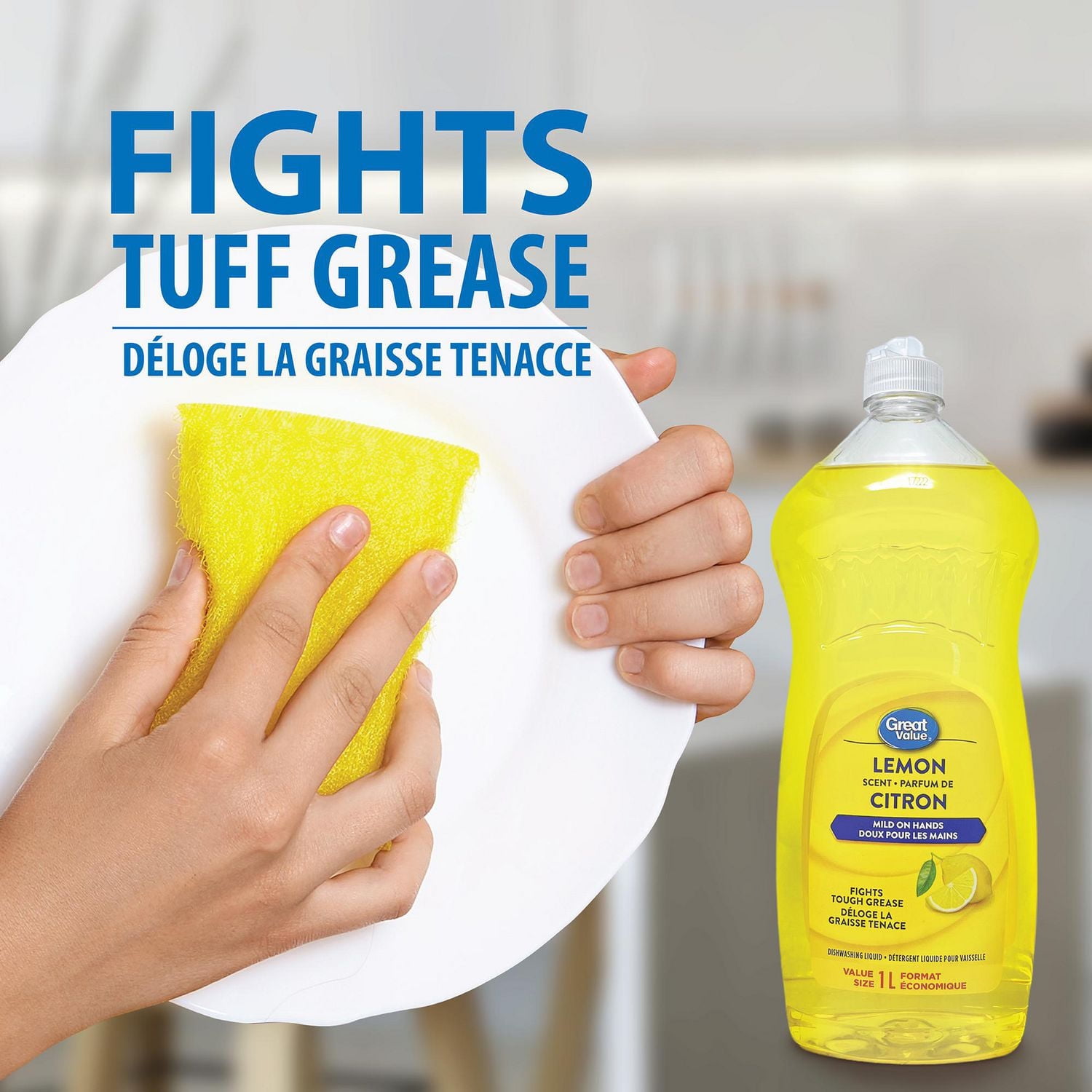 Détergent liquide pour vaisselle au parfum de citron Great Value