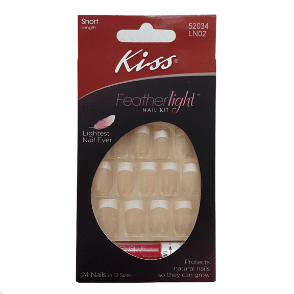 Kiss Featherlight Nail Kit, French Short Length, LN02