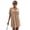 Tan, variant on Women's Collar Short Sleeve Polo Dress with sixty percent polyester thirty five percent cotton five percent spandex