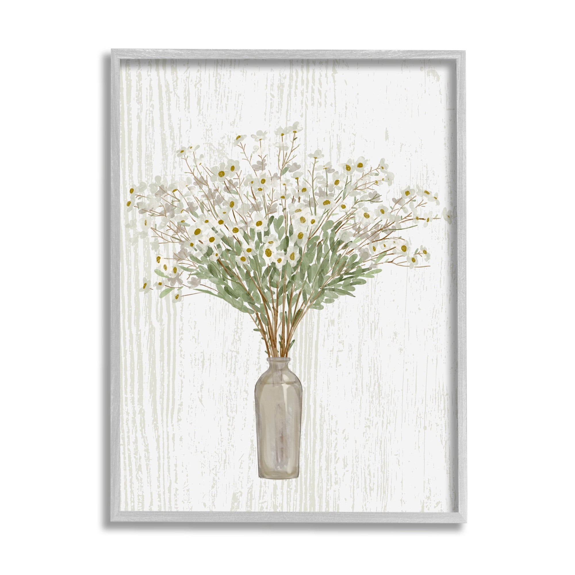 Stupell Industries Delicate Cottage Wildflowers Bouquet Weathered Grainy Pattern Graphic Art Gray Framed Art Print Wall Art, Design by Ziwei Li