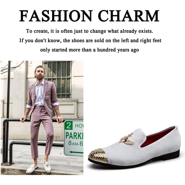 JITAI Mens Dress Tuxedo Shoes for Men Slip-on Loafers White  display picture 1