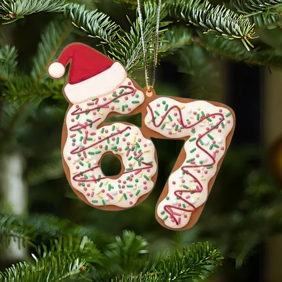 WKSCLPAI 67 Christmas Ornament, Funny 67 Small Acrylic Decorations for Christmas Tree, 67 Ginger_bread Ornaments, 67 Christmas Wrapping Paper Decor Ornaments Birthday Gifts, #R