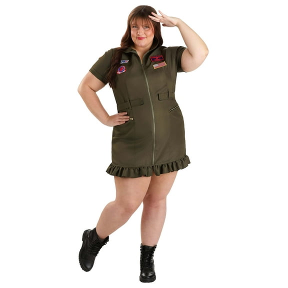 Plus Size Flight Suit Top Gun Costume Dress for Women
