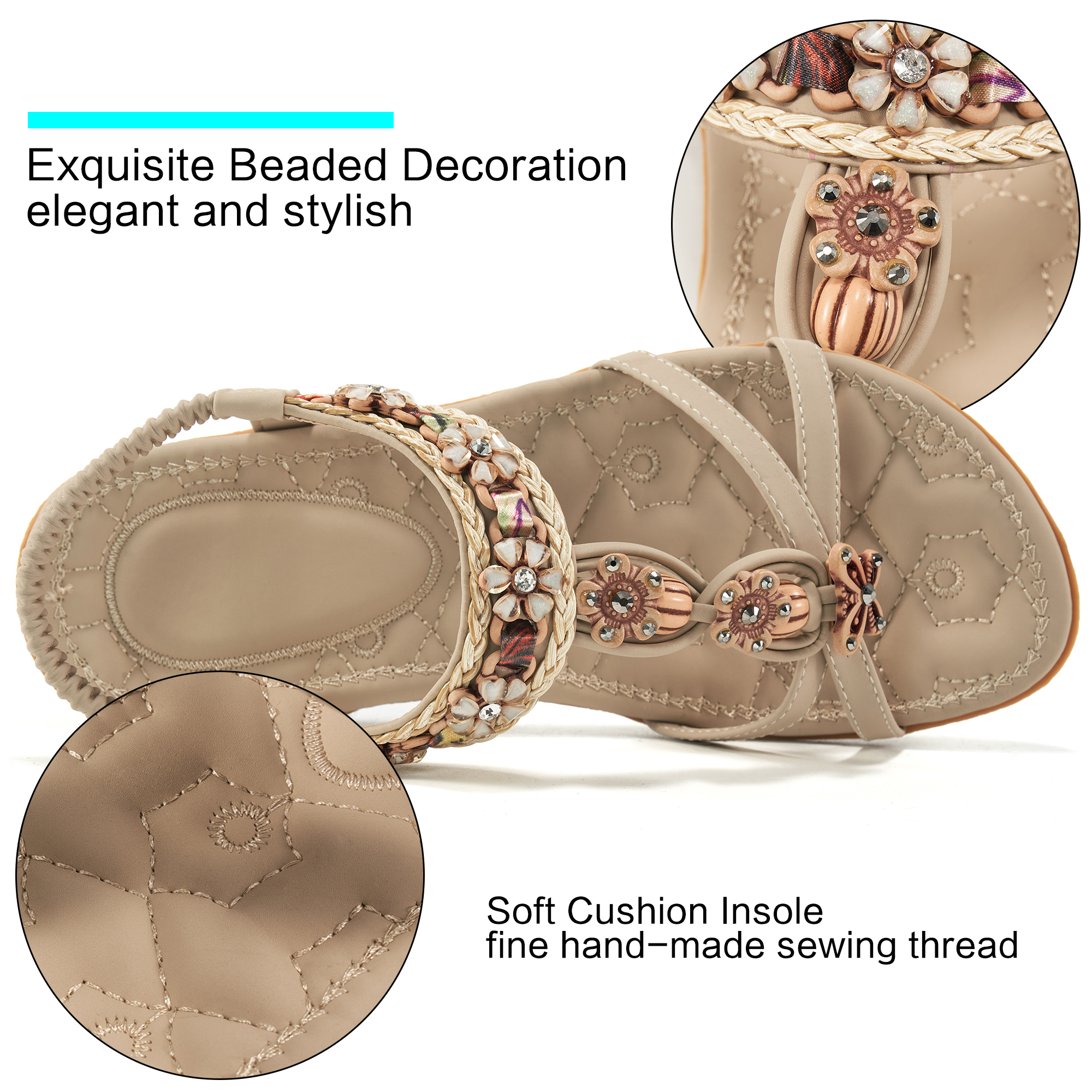 Ablanczoom Women's Arch Support Beach Sandals, Beige photo 3