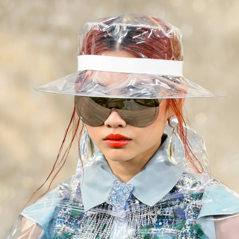 Eease Women s Hats Rain Hat PVC Cap Fedora Sun Visor Headgear Adult Unisex Size One size White