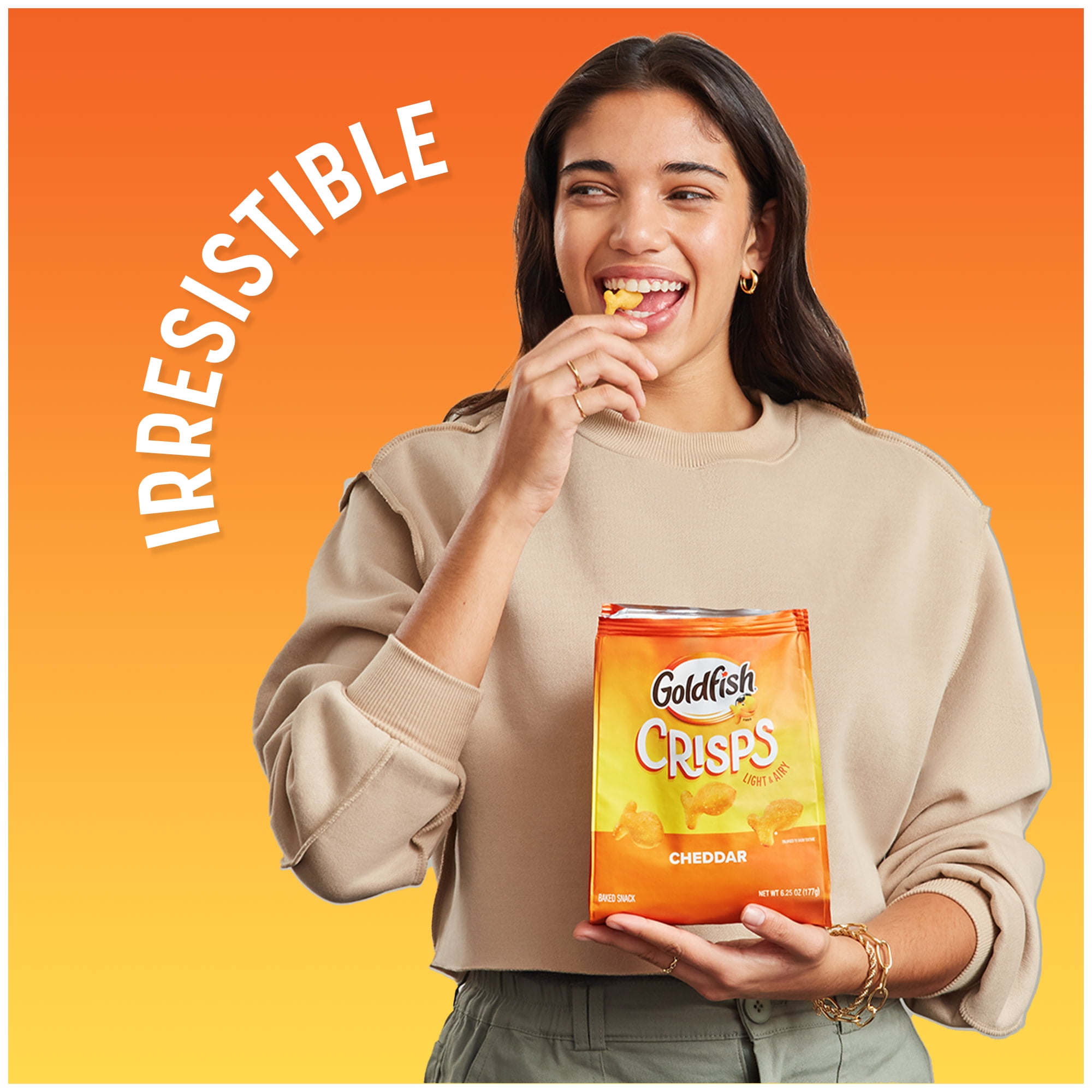 (3 pack) Goldfish Crisps Cheddar Cheese Baked Chip Crackers, 6.25 oz Bag