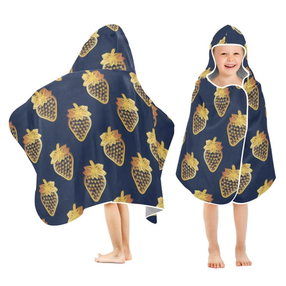 joogoo Strawberry Gold Kids Hooded Beach Towel Baby Bath Towel 23.5"x50"