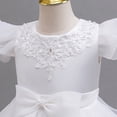 thumbnail image 6 of Lace Flower Sleeveless Gown Dress with Bow Decoration for Girls, Kids Wedding Bridesmaid Pageant Party Formal Long Gown Princess Tulle Floral Embroidery Girl Birthday Party Dresses - 2-10T, 6 of 7