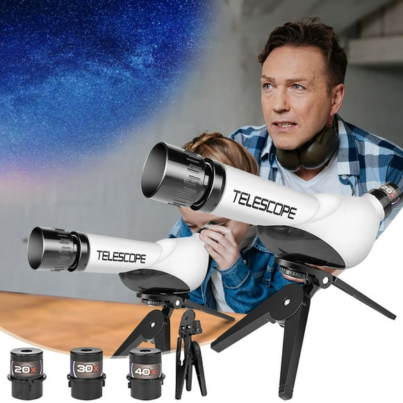 Télescope Astronomique pour Enfants pour l'Exploration Spatiale, Jouet Éducatif Scientifique pour Débutants avec Loupe et Expérience