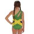 thumbnail image 2 of Jiueut Jamaican Flag Hibiscus Palm Tree Print Swimsuit for Girls One Piece Swimsuits 15-16 Years, Cut Out Swimwear Adjustable Straps One Shoulder Bathing Suit with Cover Up Skirt, 2 of 7